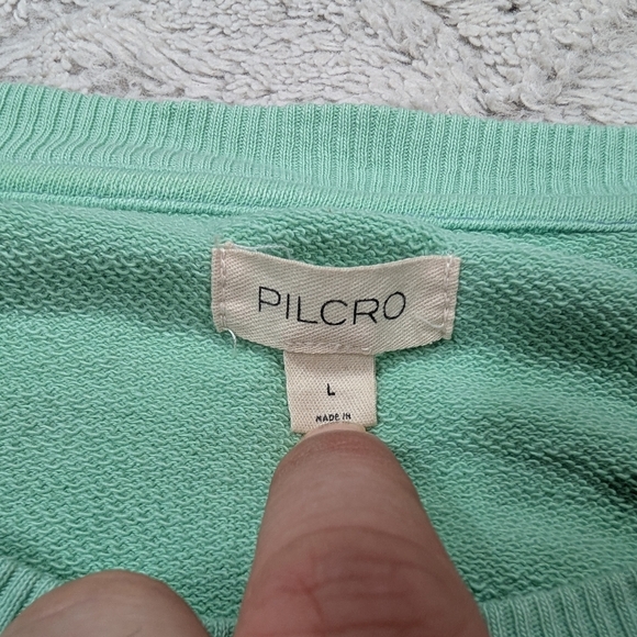 Pilcro Sweatshirt Womens L Green Mint Cropped Batwing Top Crew Oversized - Picture 4 of 8